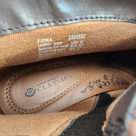 Earth Spirit Classics Fiona Ankle Boots Womens 10 Brown Leather Pleated Booties - Picture 10 of 12